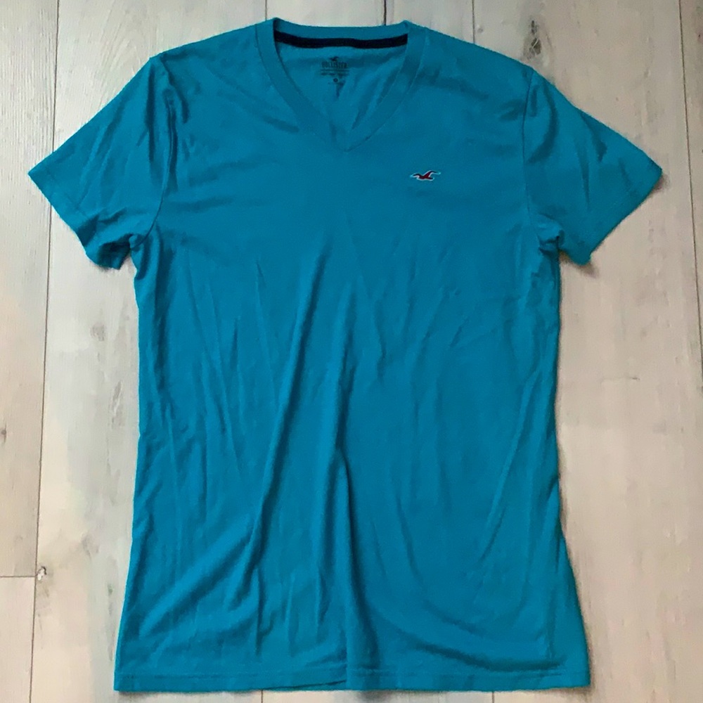 V neck blue shirt
